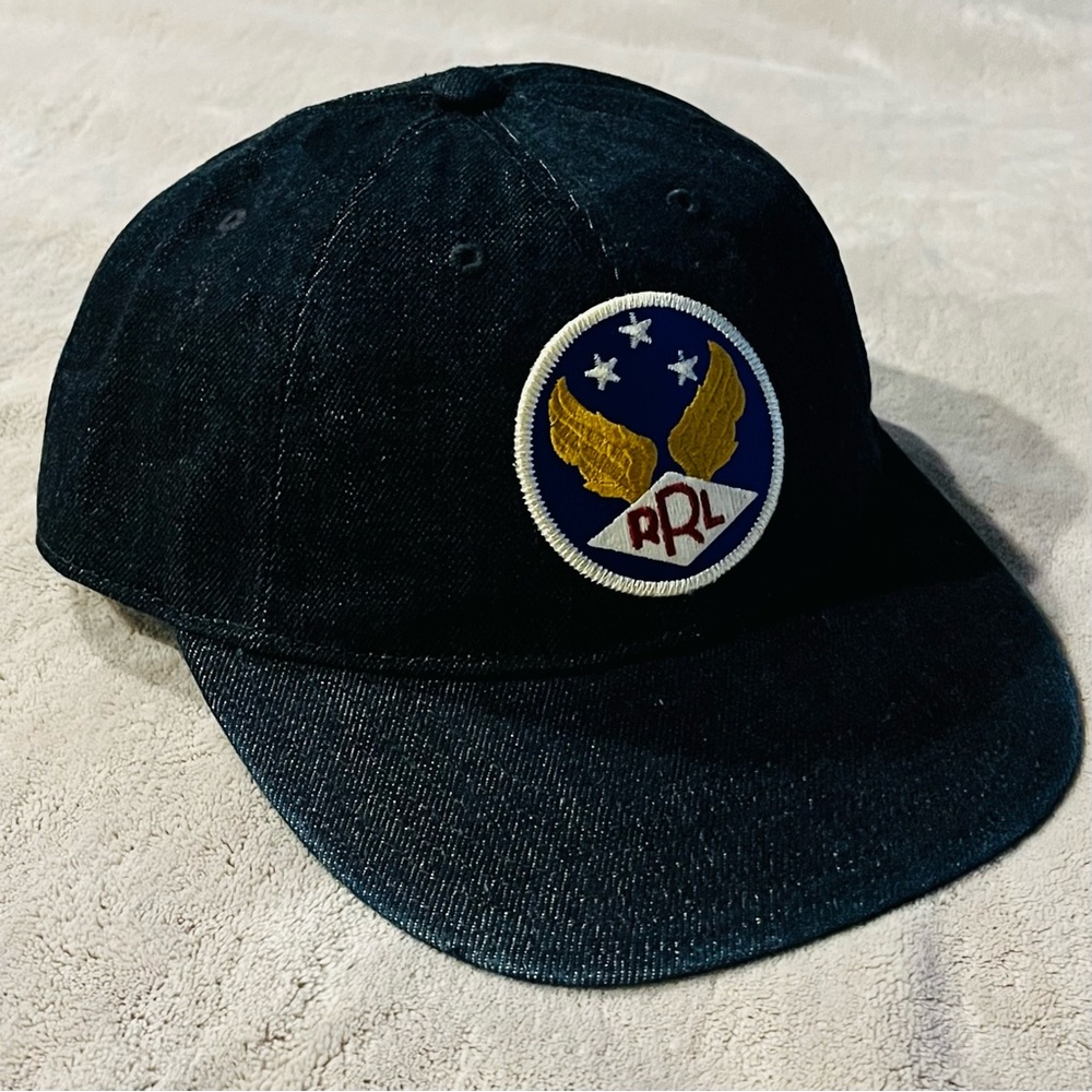 Ralph Lauren Double RRL Selvedge Denim Indigo Wings Patch Hat
